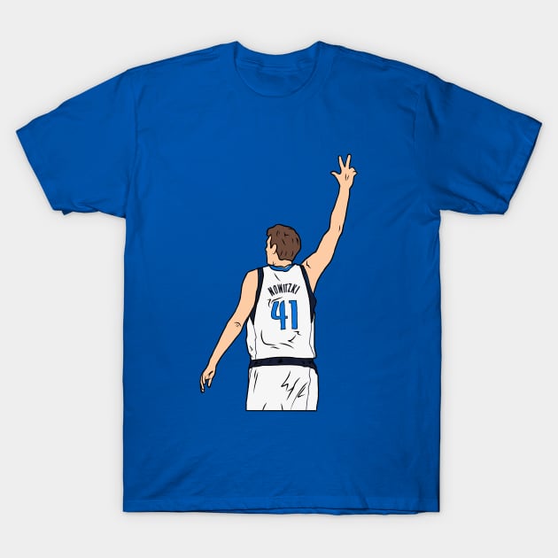 Dirk Nowitzki 3 Point Celebration T-Shirt by rattraptees